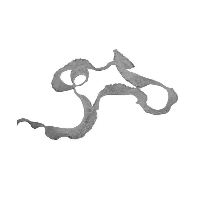 ENCAJE PLIZADO 2.5CM BLANCO/PLATEADO