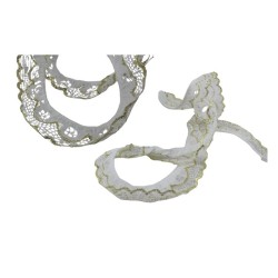 ENCAJE PLIZADO 4.5CM BLANCO Y ORO