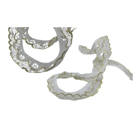 ENCAJE PLIZADO 4.5CM BLANCO Y ORO