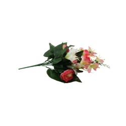 RAMO DE FLORES Y FOLLAJE MIXTO ROSA X10