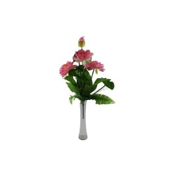 FLOR DE LOTO Y FOLLAJE ROSA