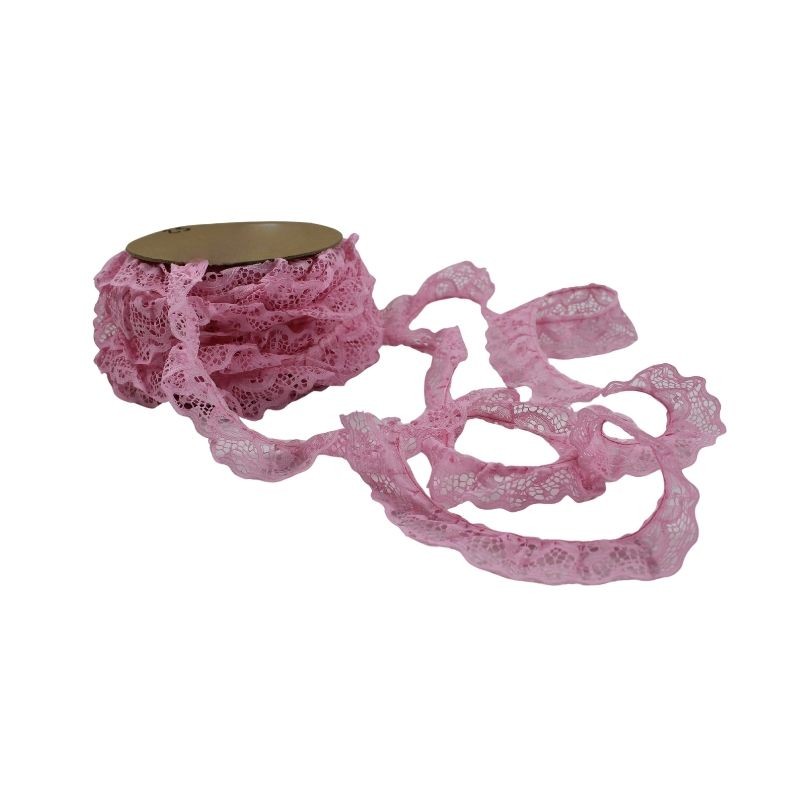 ENCAJE PLISADO 4.5CM ROSA