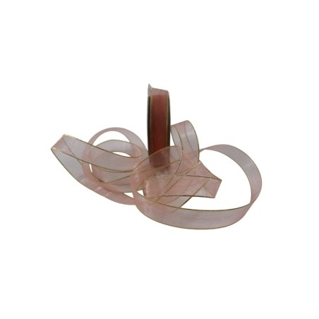 LISTÓN ORGANZA ORILLA LUREX NUM 3 DURAZNO