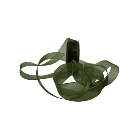 LISTÓN ORGANZA ORILLA LUREX NUM 5 VERDE MUSGO