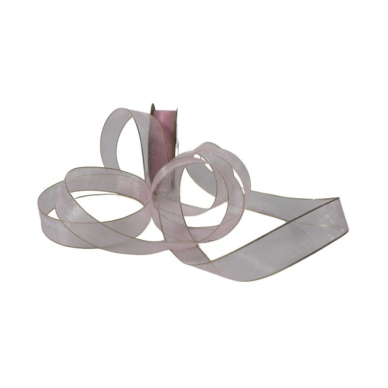 LISTÓN ORGANZA ORILLA LUREX NUM 5 ROSA