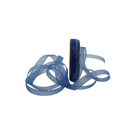 LISTÓN ORGANZA ORILLA LUREX NUM 1.5 AZUL REY