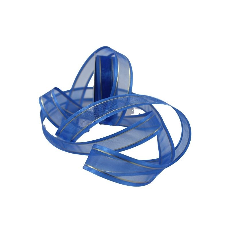 LISTÓN ORGANZA CON SATÍN NUM 5 AZUL REY CON ORO