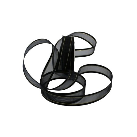 LISTÓN ORGANZA CON SATÍN NUM 5 NEGRO CON ORO