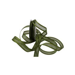LISTÓN ORGANZA CON SATÍN NUM 3 VERDE MUSGO CON ORO