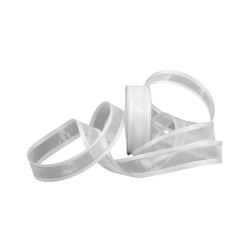 LISTÓN ORGANZA CON SATÍN NUM 5 BLANCO CON PLATA