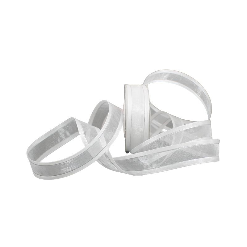 LISTÓN ORGANZA CON SATÍN NUM 5 BLANCO CON PLATA