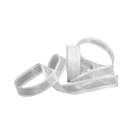 LISTÓN ORGANZA CON SATÍN NUM 5 BLANCO CON PLATA