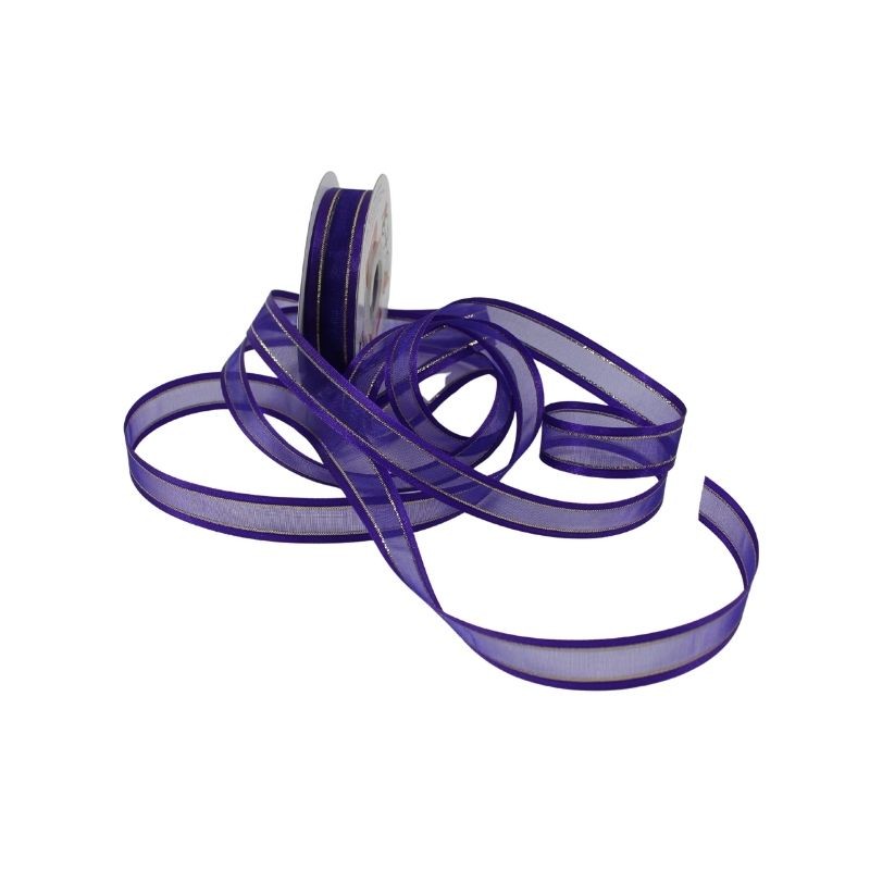 LISTÓN ORGANZA CON SATÍN NUM 3 MORADO CON ORO