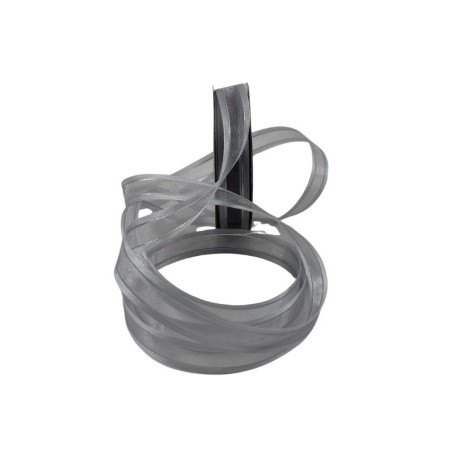 LISTÓN ORGANZA CON SATÍN NUM 3 GRIS CON PLATA