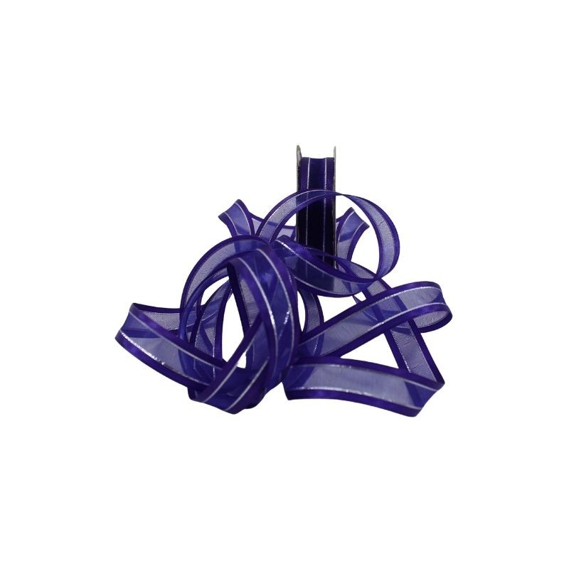 LISTÓN ORGANZA CON SATÍN NUM 3 MORADO CON PLATA