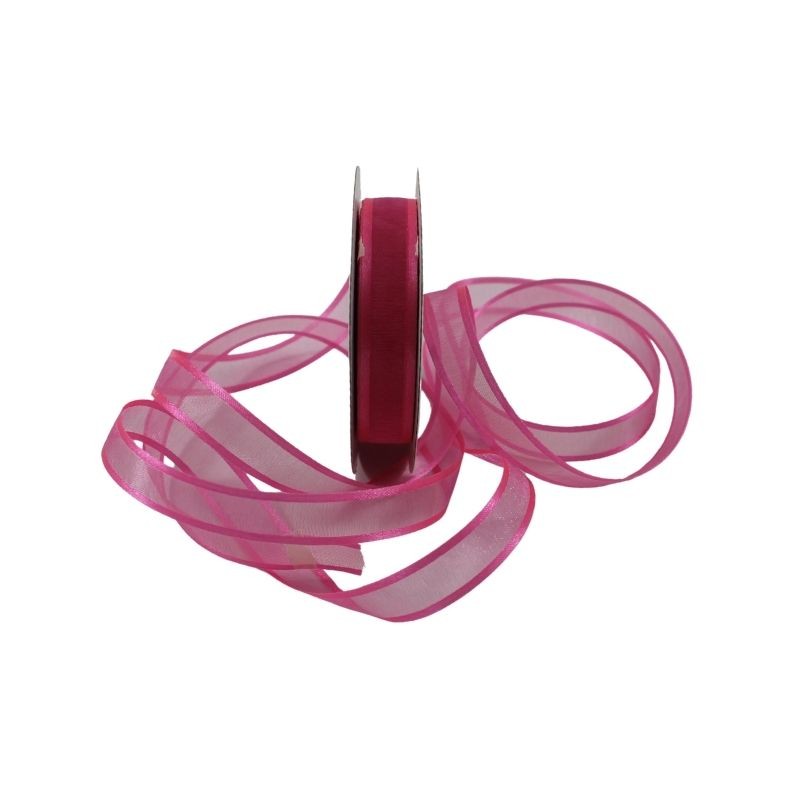 ORGANZA CON SATÍN 5/8 ROSA FLUORESCENTE