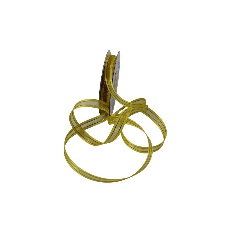LISTÓN ORGANZA CON SATÍN NUM 1.5 CANARIO CON ORO