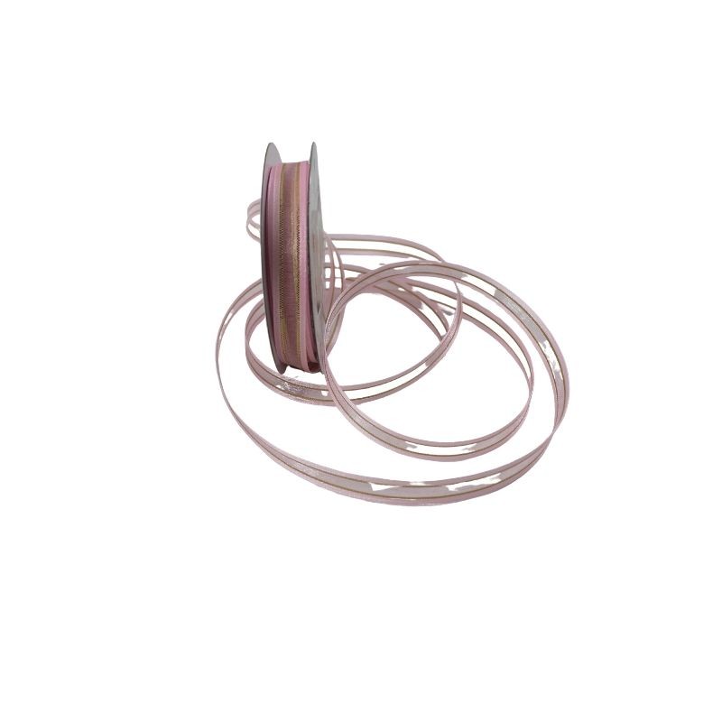 LISTÓN ORGANZA CON SATÍN NUM 1.5 ROSA CON ORO