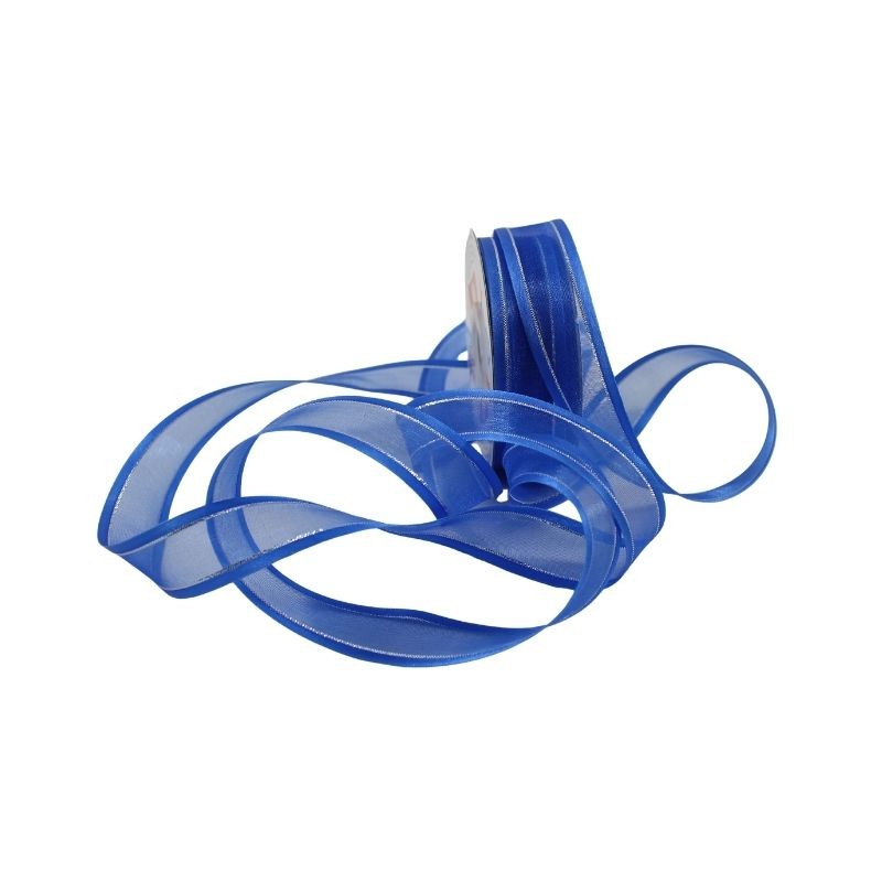 LISTÓN ORGANZA CON SATÍN NUM 5 AZUL REY CON PLATA
