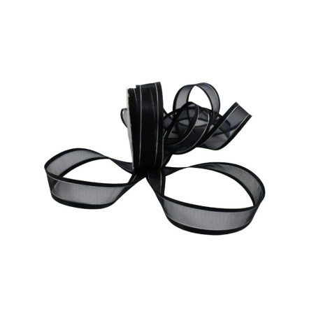 LISTÓN ORGANZA CON SATÍN NUM 5 NEGRO CON PLATA