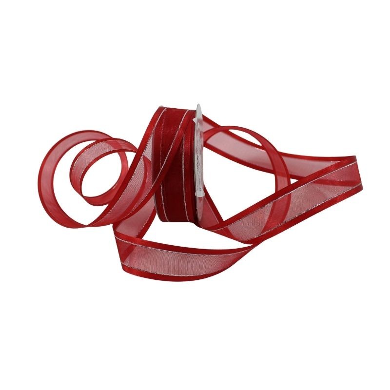 LISTÓN ORGANZA CON SATÍN NUM 5 ROJO CON PLATA