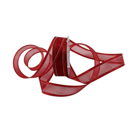 LISTÓN ORGANZA CON SATÍN NUM 5 ROJO CON PLATA