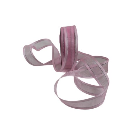 LISTÓN ORGANZA CON SATÍN NUM 5 ROSA CON PLATA