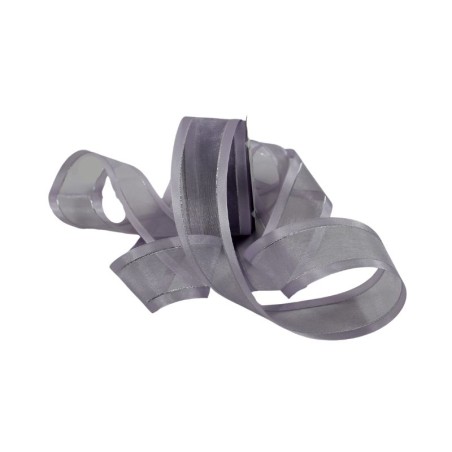 LISTÓN ORGANZA CON SATÍN NUM 9 LILA CON PLATA