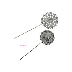 FLOR DE DIAMANTE PLATA 3.5CM