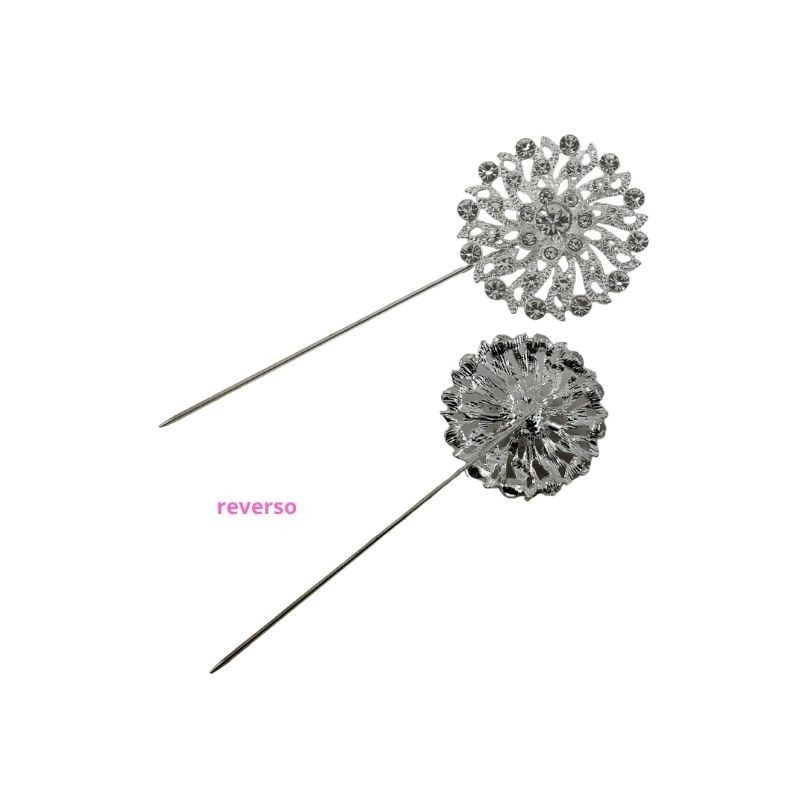 FLOR DE DIAMANTE PLATA 3.5CM