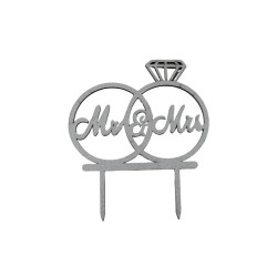 TOPPER PARA PASTEL BODA PLATA