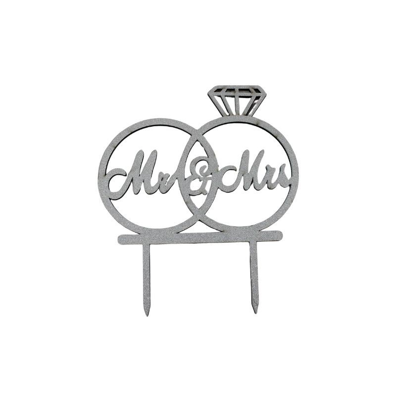 TOPPER PARA PASTEL BODA PLATA
