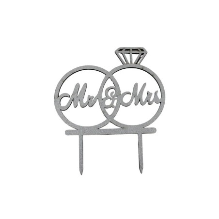 TOPPER PARA PASTEL BODA PLATA