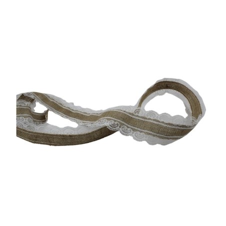 CINTA YUTE 6CM CON ENCAJE BLANCO