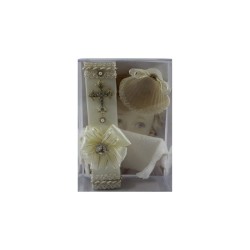 VELA P/BAUTIZO ESTUCHE CUADRADA BEIGE