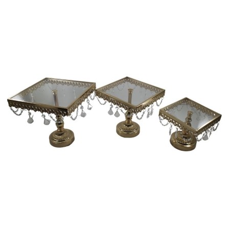 BASE CRISTAL CUADRADA SET/3PZAS DORADA