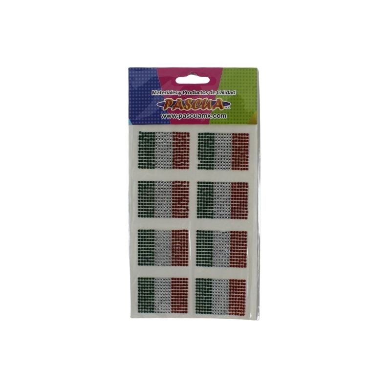 STICKER PIEDRAS BANDERA MEXICANA