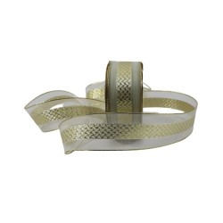 LISTÓN DE ORGANZA BEIGE/DORADO