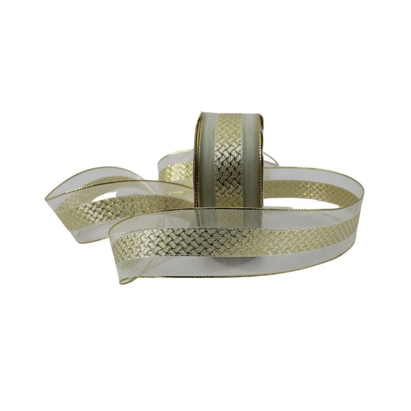 LISTÓN DE ORGANZA BEIGE/DORADO